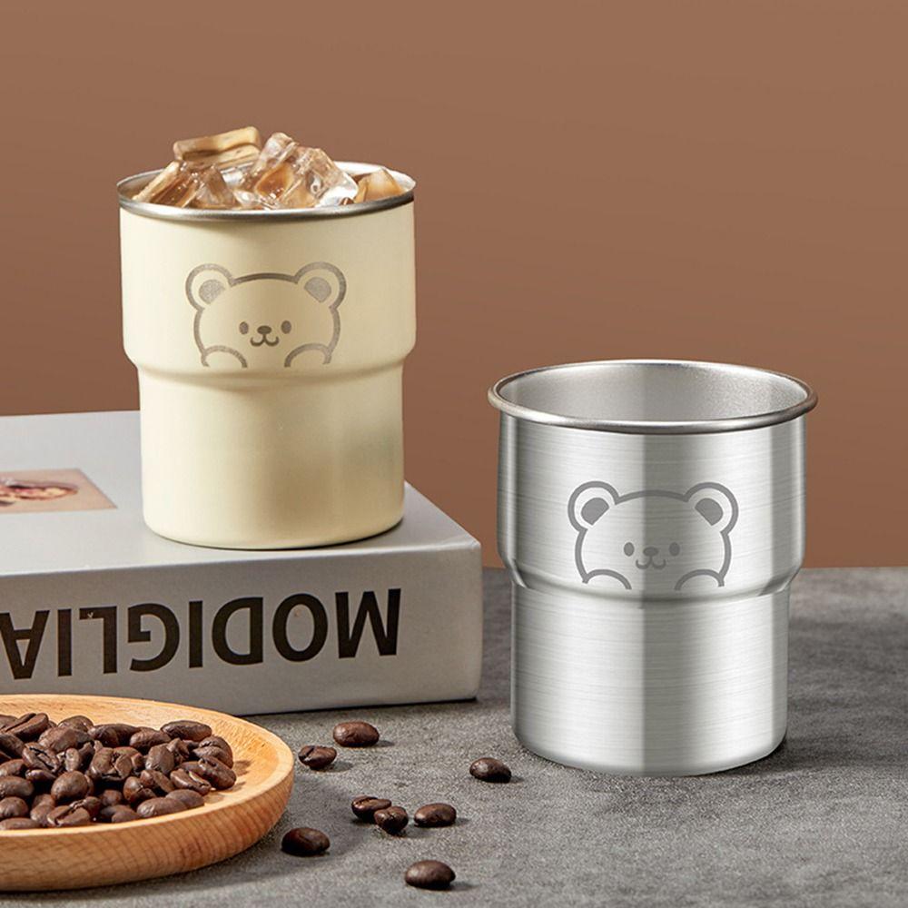 Anti-scalding Cute Tumbler Fall Prevention Stepped Coffee Cup Scratch Proof Small Metal Cup  Adult