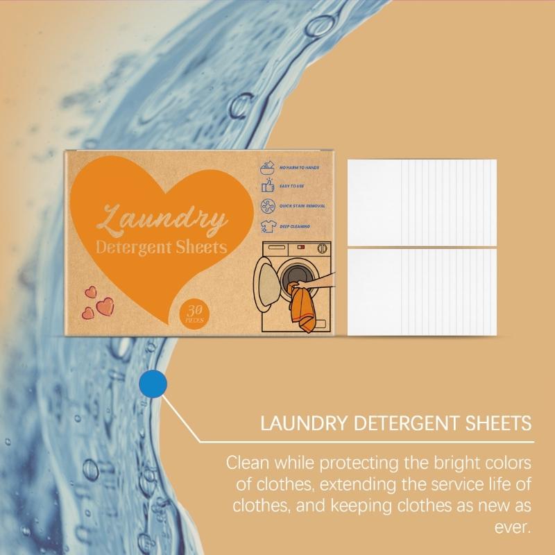 30Pcs Laundry Detergent Sheets Laundry Soap Strips Clothing Washing Supplies Laundry Detergent Liquidless Laundry Soap