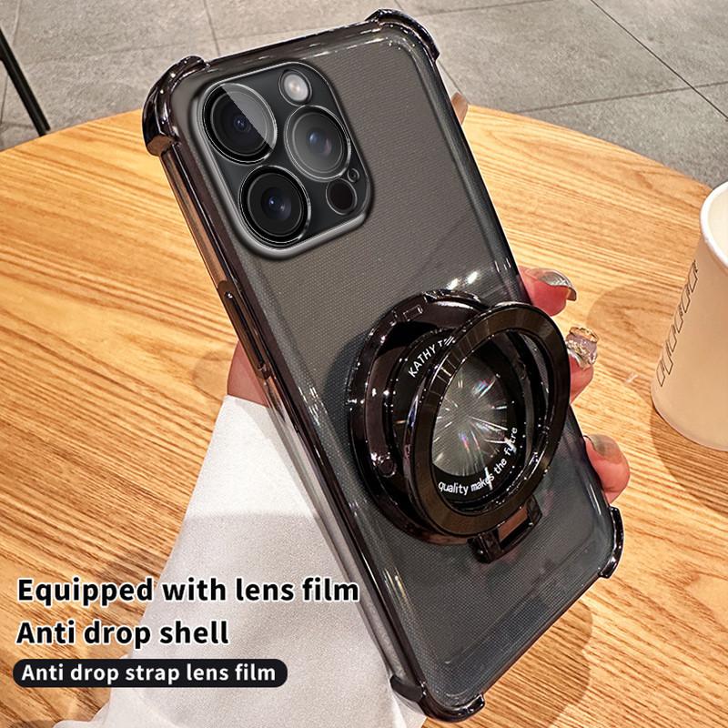 Shockproof Transparent Magnetic Bracket Case for iPhone 17 Air 16 15 14 13 12 11 Pro Max 15 16 Plus XS MAX 8 Samsung S25 S24 23 S22 S21 Ultra Plus FE