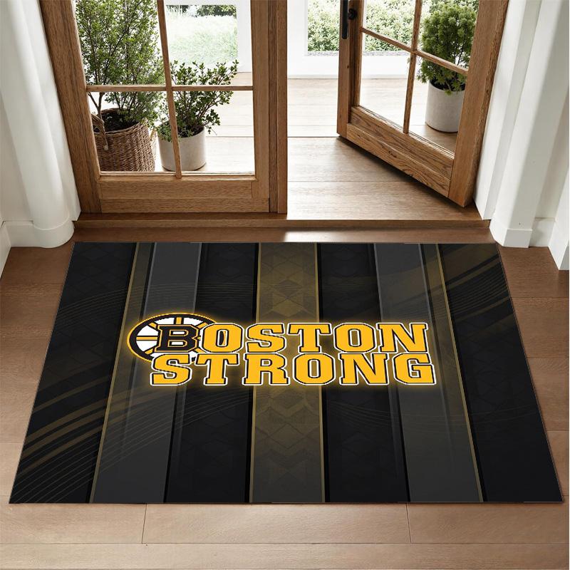 Boston Bruins Design Crystal Velvet Rug Soft Decorative Mat for Bedroom Entrance