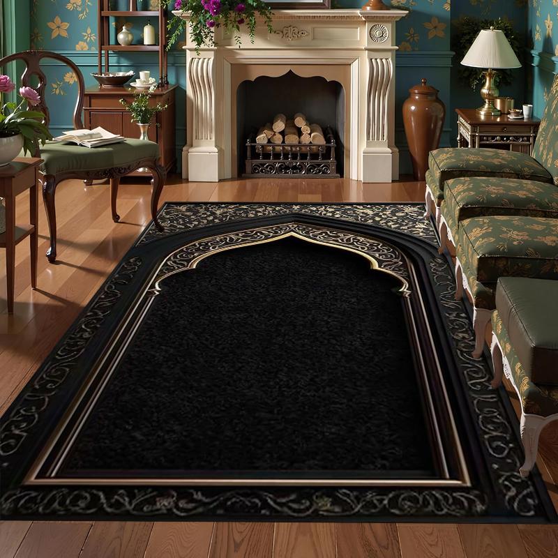 Islamic Mosque Prayer Rug Collection Non Slip Wear Resistant Soft Washable Floor Mat for Living Room Bedroom Mosque Decor