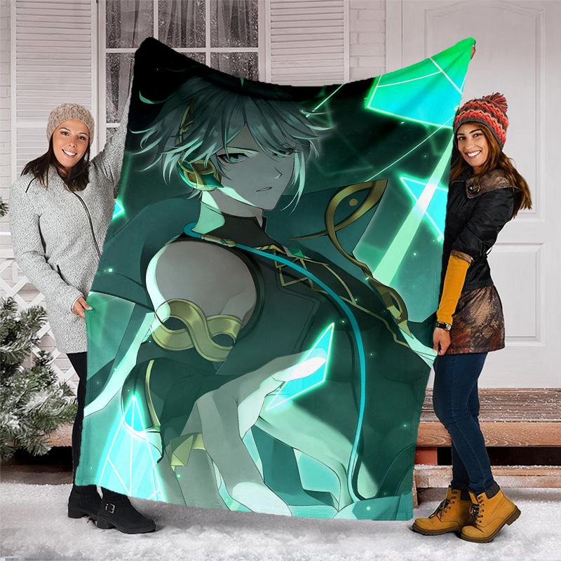 1pc Genshin Impact Alhaitham2 Theme Blanket - Digital Print, Polyester, Cozy for All Seasons, Perfect for Outdoor, Camping, and Travel