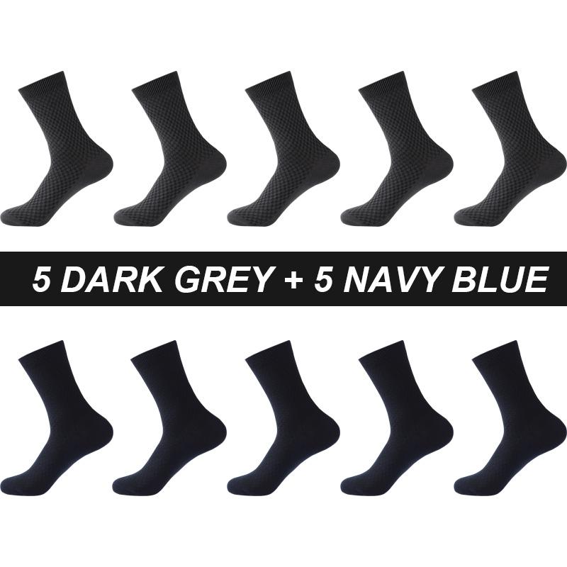 High Quality 10 Pairs Men Bamboo Fiber Socks Breathable Compression Long Sock Business Casual Male Large Size 38-45