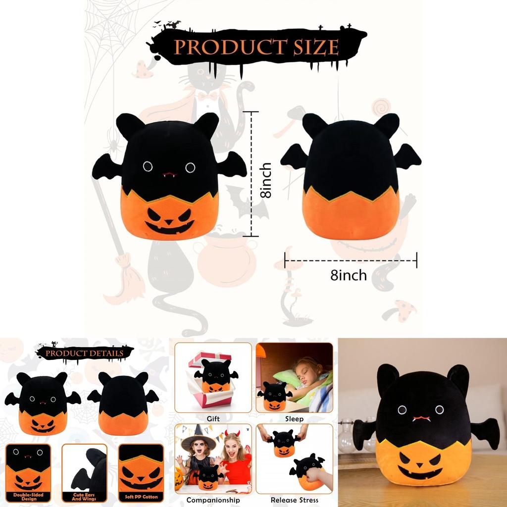 Cute Halloween Bat Pumpkin Plush Toy For Kids' Birthday And Home Decoration