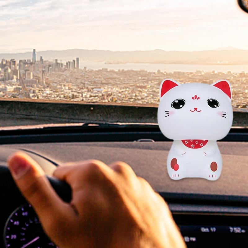 Solar Bobblehead Cat Car Dashboard Interior Decoration Adorable Animal Bobble Shaking Head Dancing Toy For Learning Table