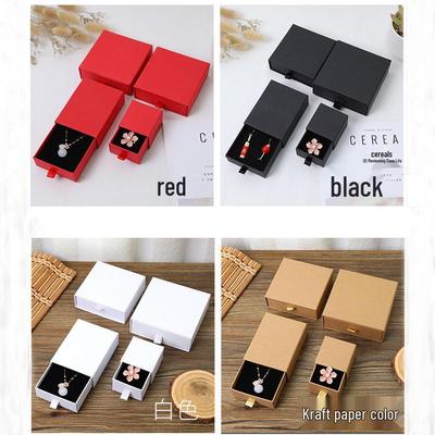 In-Stock Kraft Paper Jewelry Drawer Box for Rings, Necklaces, and Bracelets - Black Pull-Out Design