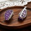 Exquisite 925 Sterling Silver Earrings Natural Amethyst Gemstones Light Luxury Fine Jewelry for Women's Banquet Gifts