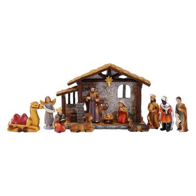 Christmas Nativity Scene Manger Religious Decor Miniature Figurines Home Decor for Patio Office School Living Room