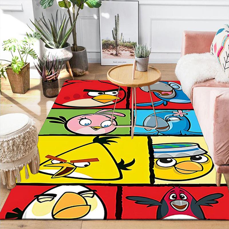 1Pc Angry Birds Characters Collage Rug, Office Carpet Indoor Outdoor Doormat, Non-Slip, Comfortable, Living, Christmas Halloween, Xmas Gift N1156