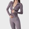Women's Long Sleeve Fitness Jacket - Autumn/Winter Yoga & Running Outerwear with Lapel Zipper