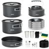 Alocs 20-teiliges Camping-Kochgeschirr-Set: Leichter Campingtopf, Wasserkocher, Aluminium-Kochgeschirr mit Zubehör, Geeignet für Wandern, Picknicks und Notfallvorräte