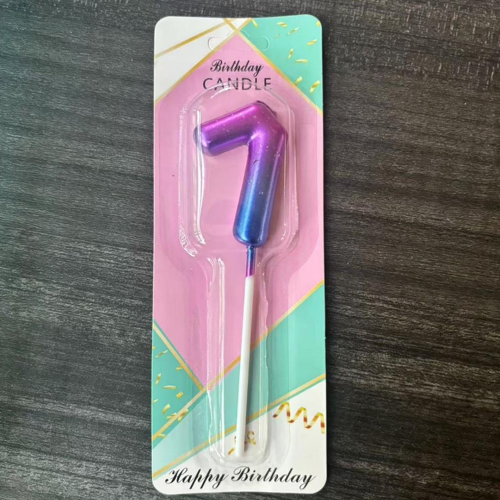 Ins Galaxy Gradient Digital Birthday Candle Ornament Pink Blue Purple Layout Party Cake Baking Plug-in Card