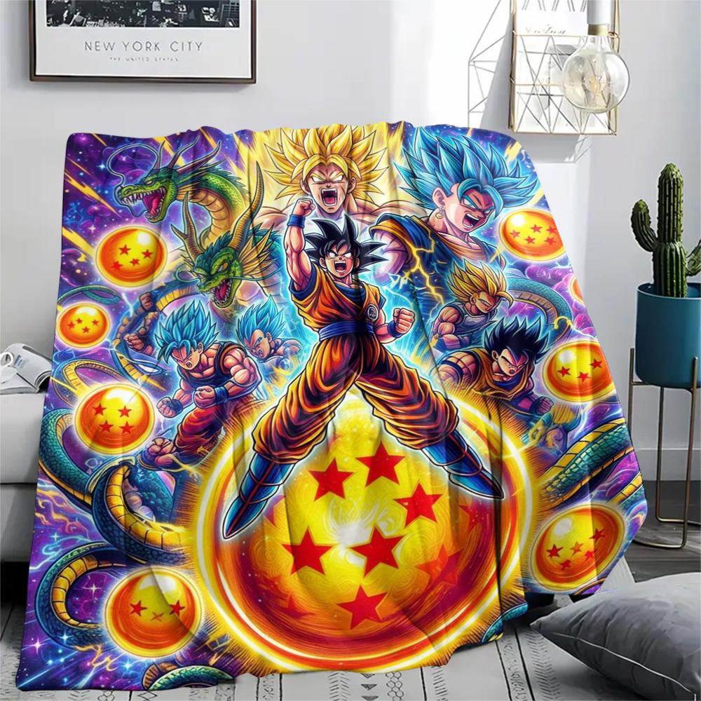 Dragon Ball Goku Warm Flannel Blanket Comfortable Print Pattern for Home Indoor Picnic Travel.-TING