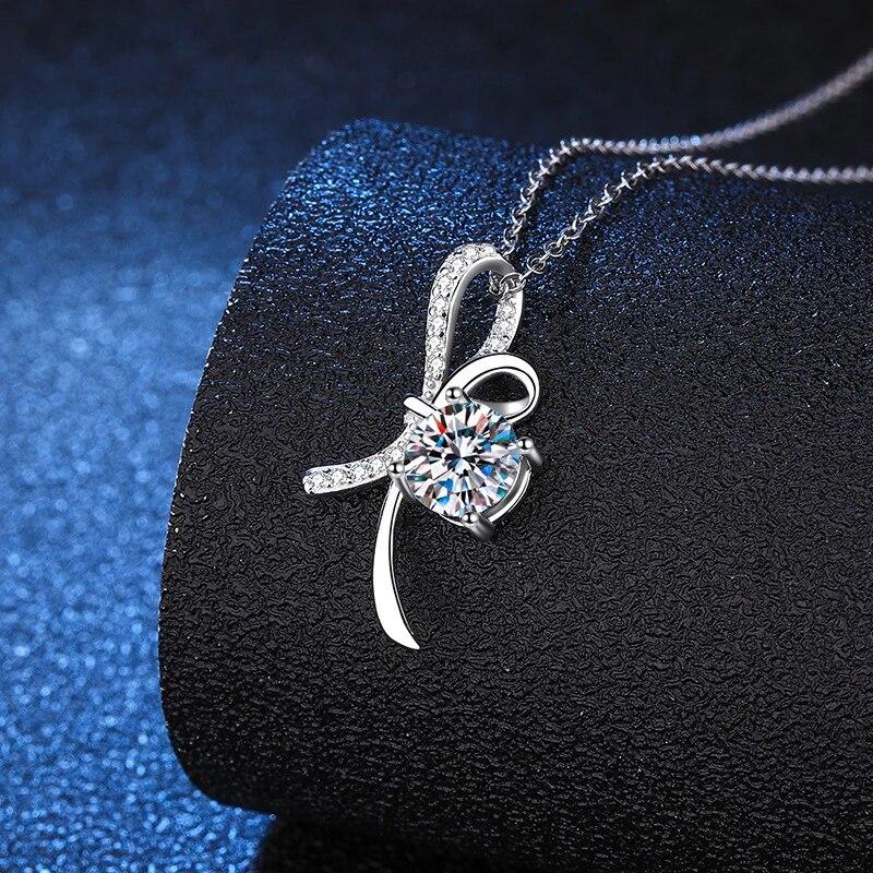 NeeTim 6.5mm 1ct D Color Moissanite Pendant Necklace 925 Sterling Silver with18K Gold Plated Diamond Necklaces Jewelry For Women