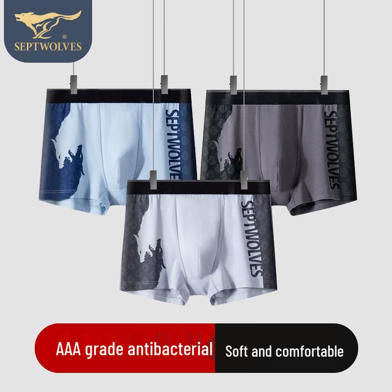 Qipilang Men's Antibacterial Tai Chi Wolf Print Boxer Briefs