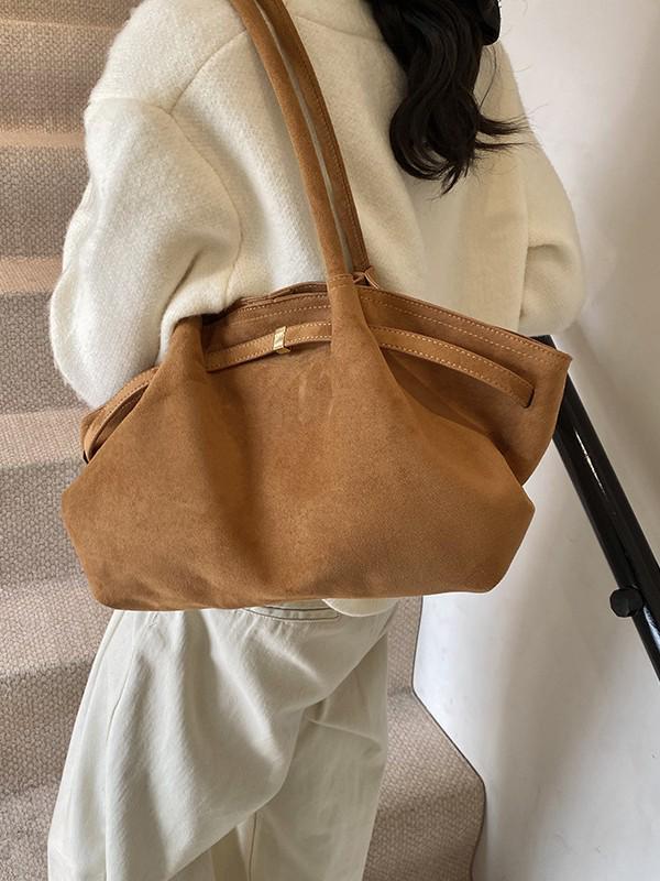 2025 Women's Suede Tote Bag - Large Capacity, Frosted Finish, Versatile Handbag for Autumn/Winter