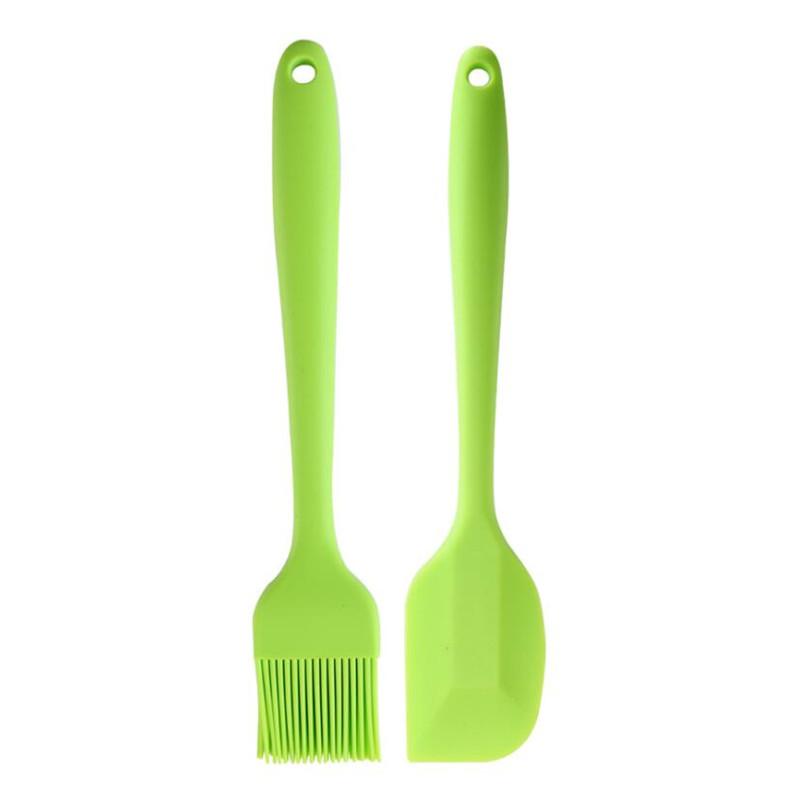 2PC/Set Silicone Basting Oil Brush Cream Butter Mixer Cake Spatula Pastry Scraper Kitchen Utensils Cooking Baking Tools