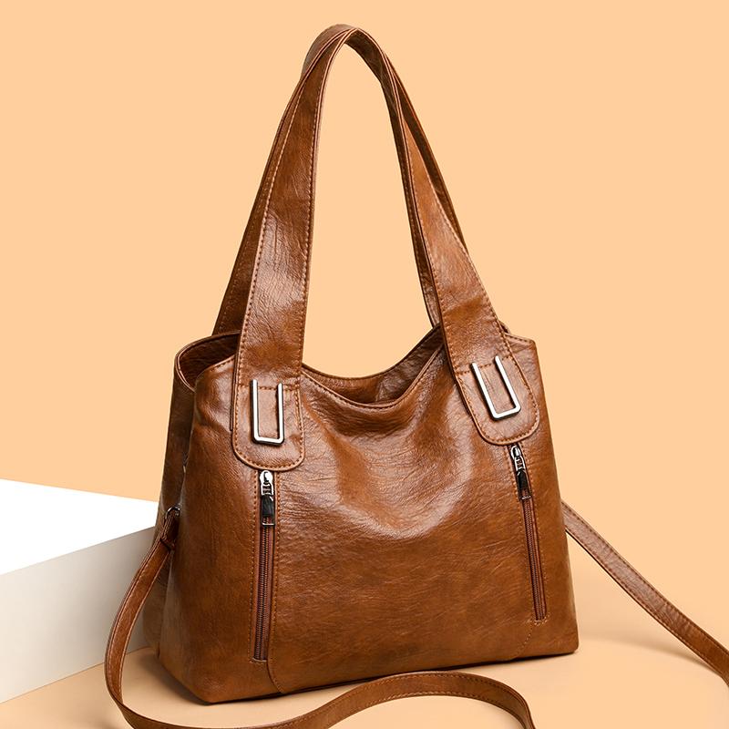 Large Capacity Tote Bag Women's Shoulder Bag Commuter Crossbody Bag Soft Leather Underarm Bag