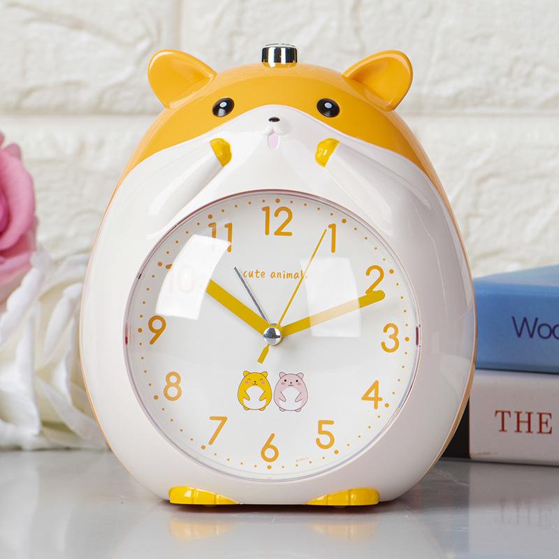Creative New Little Hamster Cartoon Voice Alarm Clock Children Student Using Silent Luminous Girl Cute Electronic Alarm Clock