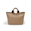 [Breath TOPKAPI] SCOTCH GRAIN Plain Two-Tone Tape Handle Tote Bag, Large, Khaki Brown