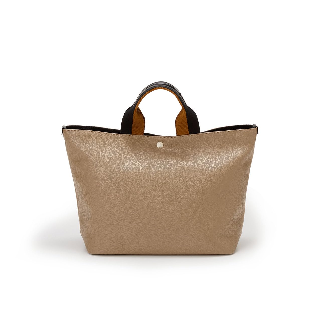 [Breath TOPKAPI] Сумка-тоут с ручками-лентами, однотонная, двухцветная, из кожи с тиснением под крокодила, большая, цвет хаки-коричневый