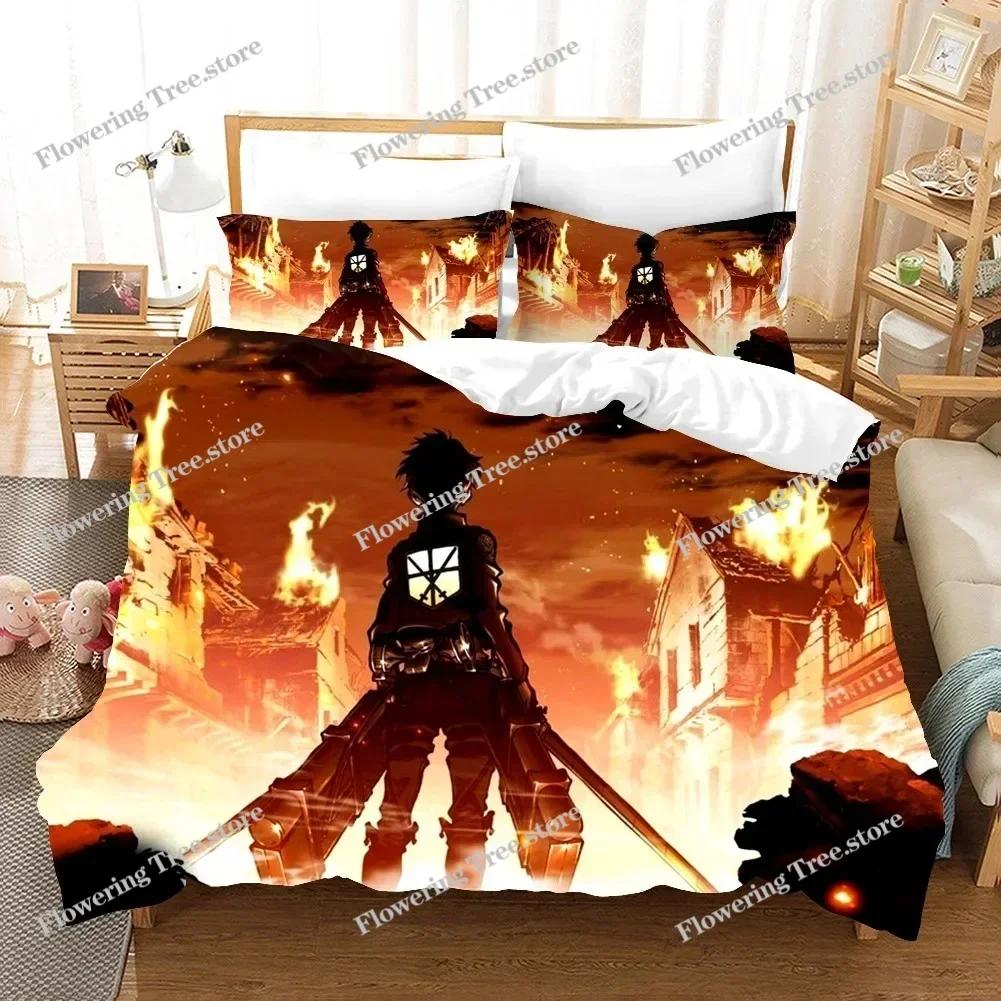 3D Printed Attack On Titan AOT Bedding Set Anime Levi Duvet Cover Double Twin Full Queen King Adult Kids Bedclothes Quilt Cover