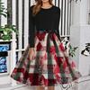 Women's Fashion Round Neck Slim-Fit Christmas Print Long-Sleeved Dress