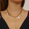 DIEYURO 316L Stainless Steel Golden Butterfly Pearl Flower Pendant Necklace Lady Novel Collarbone Chain Jewelry Holiday Gift