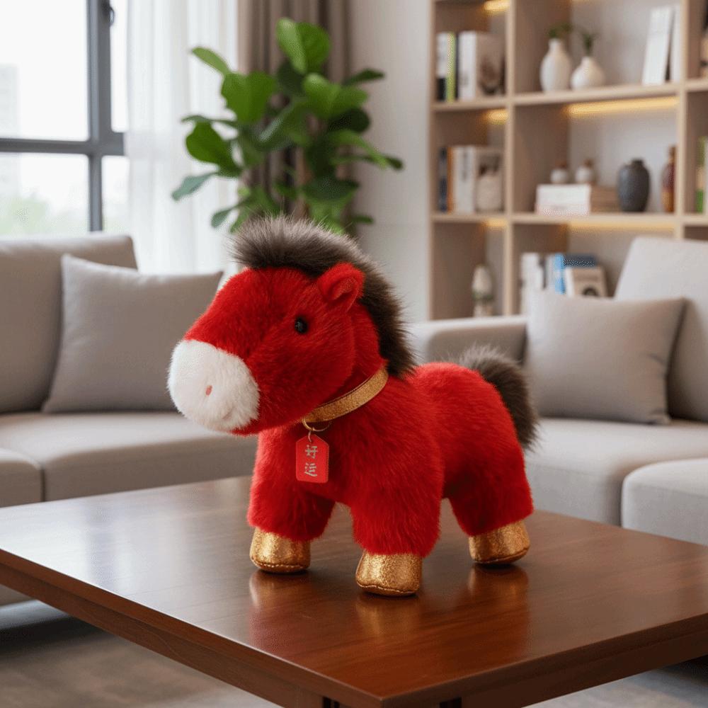 Soft Stuffed Horse Doll 25cm Zodiac Pony Figurine Good Luck Horse Plush Doll Home