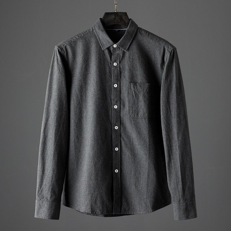 First-Line Brand Long-Sleeved Spring and Autumn Pure Cotton Original Shirt Dark gray 3XL