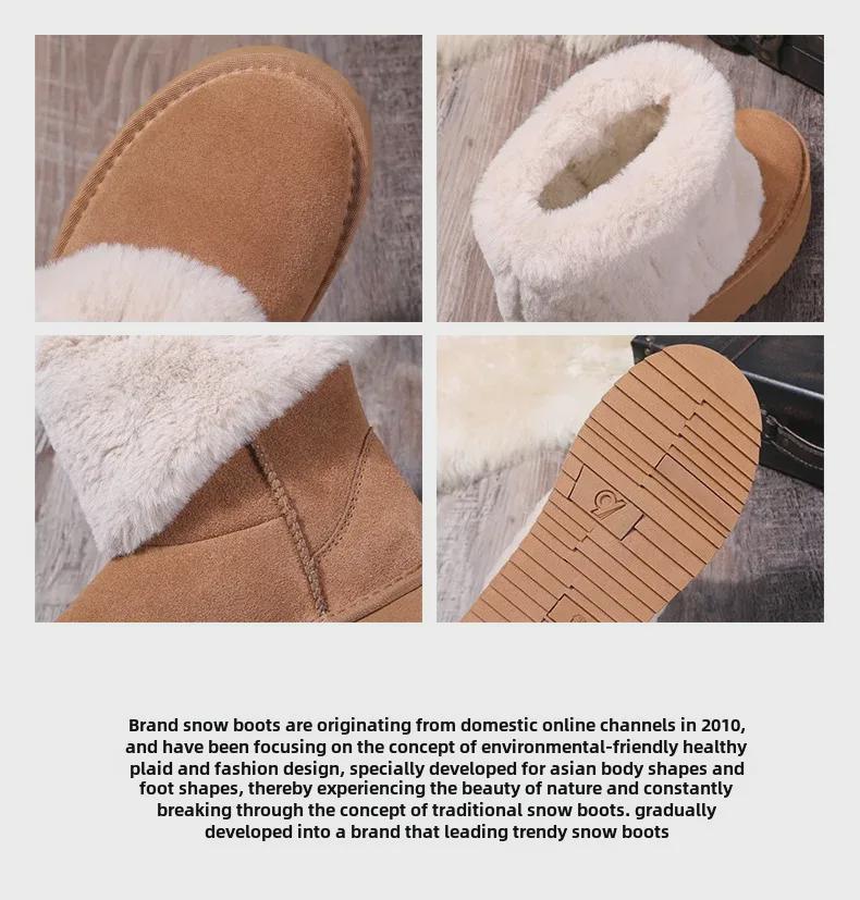 Dam Äkta Läder Pälsfodrade Vinter Snöstövlar 5951