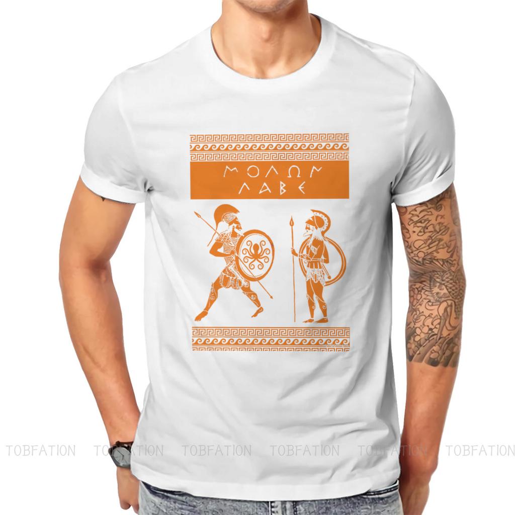 Ancient Greeks Spartan Molon Labe TShirt Men Gothic Oversized Punk Crewneck Cotton T Shirt 2020