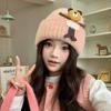 Japanese style Cute Bear Knitted Hat Girls' Autumn and Winter Student Warm Ear Protecting Woolen Hat Headscarf Cold Proof Hat