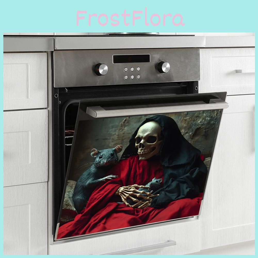 Halloween Smile Skeleton And Mouse Glass Cabinet Kitchen Decor Wall Stickers
