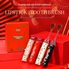 Nationaler Trend-Lippenstift-Stil Klappzahnbürsten-Set: 4-teilige Geschenkbox mit weichen Borsten für Neujahrsglück und Freude