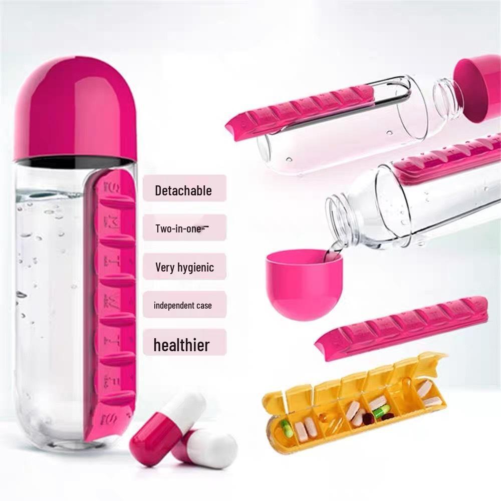 

Creative Water Cup with Integrated Seven-Day Pill Box - Portable and Convenient for Outdoor Use 601-700ml розы красного