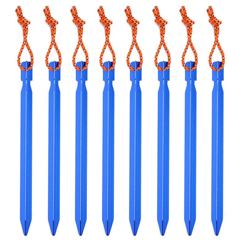 18cm Triangular Aluminum Tent Pegs Lightweight Tent Stakes with Pull Rope for Camping Canopy Outdoor Equipment