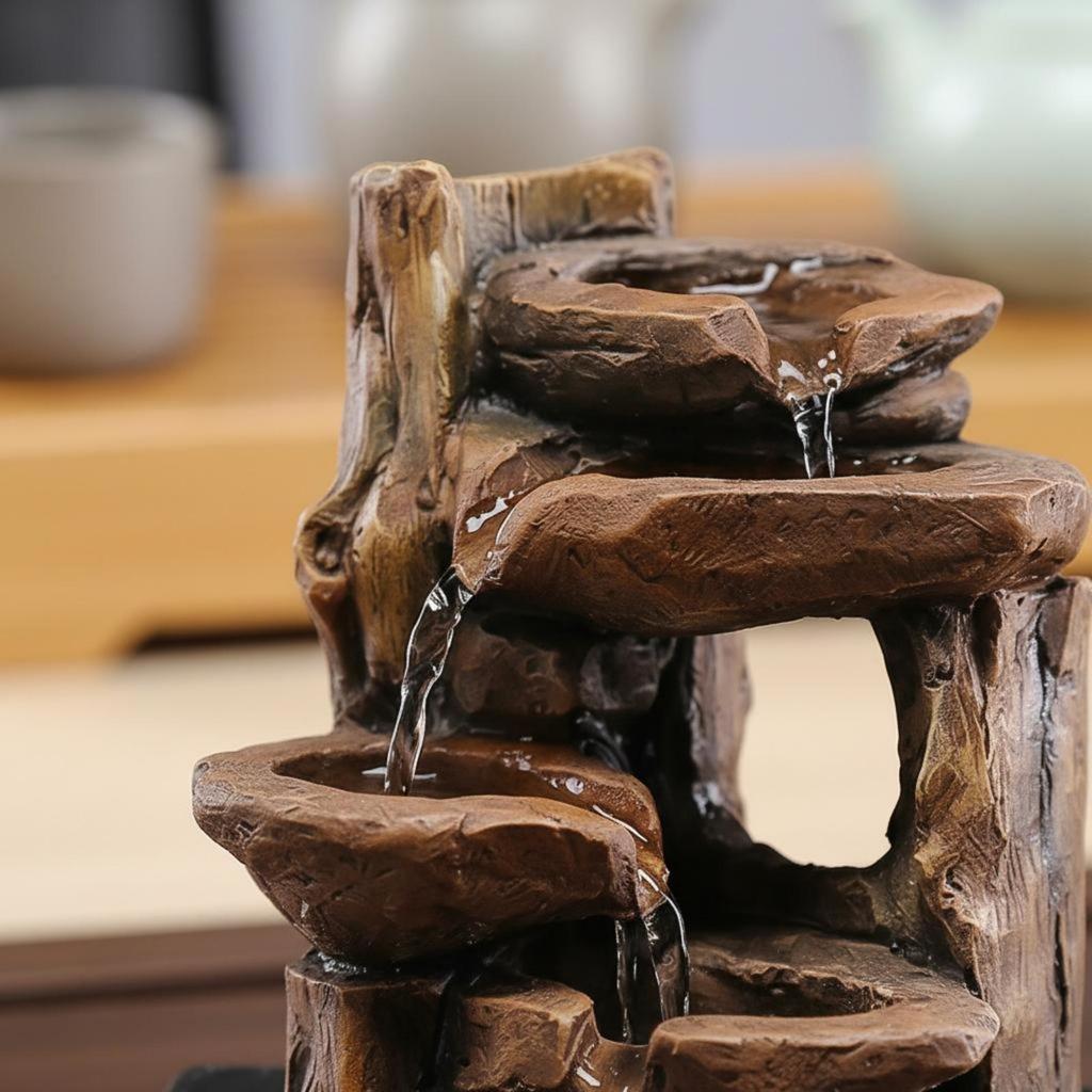 Tabletop Water Fountain Decorative Rock Waterfall Decor Quiet Pump for Office