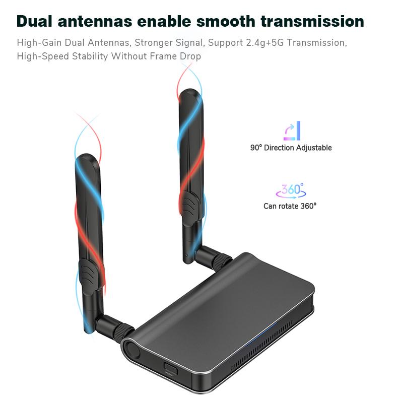 SIBOLAN 4K 30Hz Wireless HD Extender Adapter with Dual Antenna Dual Video Outputs USB Output 1080p Resolution VGA Switcher