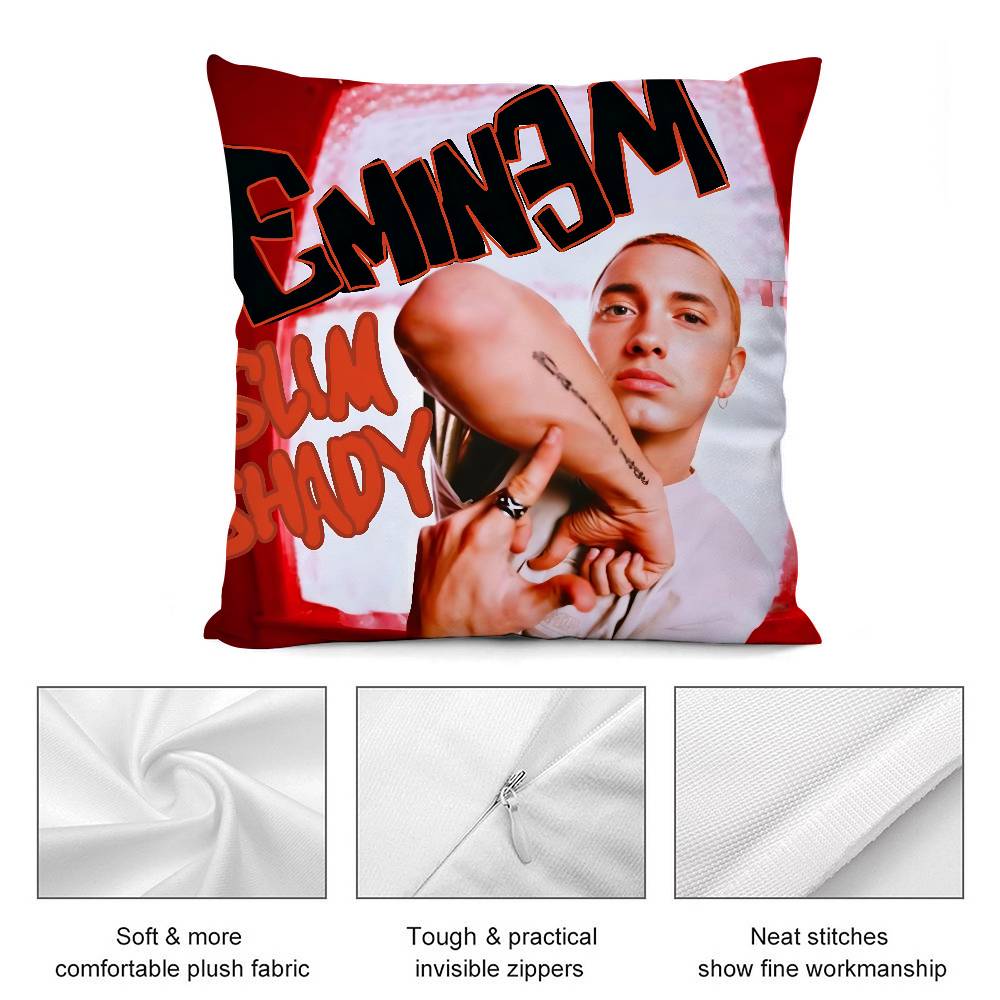 Hot Rapper E-Eminem Pillow Case Short Plush Double-sided Print Square Throw Pillow Covers Sofa Home Cushion Decor