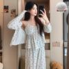 Women's 3-Piece Japanese Polka Dot Pajama Set - Long Sleeve Cardigan, Versatile for Spring/Autumn, Suitable for Home or Outdoors