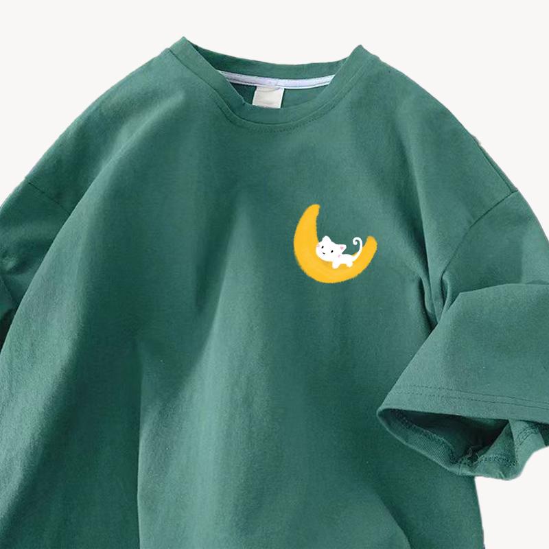 Cotton Short-sleeved T-shirt Female Summer Korean Version of The Loose Round Neck Printed Tops Trend Women's