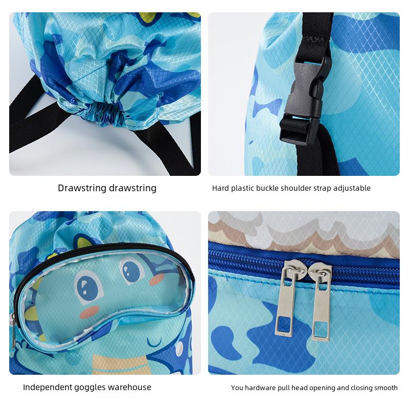 Kids' Cartoon Waterproof Swim Bag with Dry/Wet Separation – Cute, Portable Beach Backpack for Boys & Girls