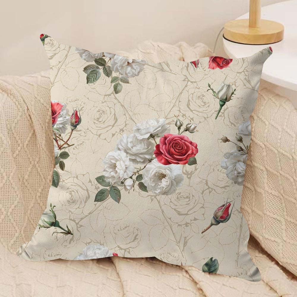 Classic Roses Flowers Cushion Cover Soft Plush Fabric DoubleSided Printed Cushion Covers for All Seasons Modern HomeDecor Gift