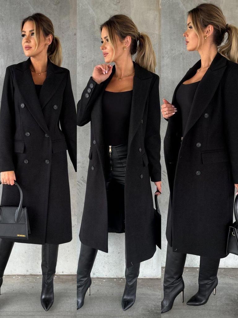 Manteau en laine double boutonnage à manches longues Bestseller Femme Automne/Hiver 2025