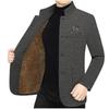 Men's Mid-aged Stand Collar Plush Woolen Jacket - Thickened, Casual, Versatile Coat