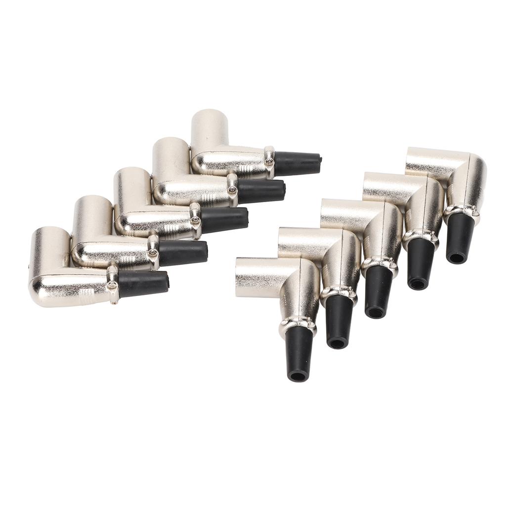 XLR Male Connector Elbow 3 Pin Welding Stable Signal Metal XLR Plugs for DIY Microphone Cable 10pcs