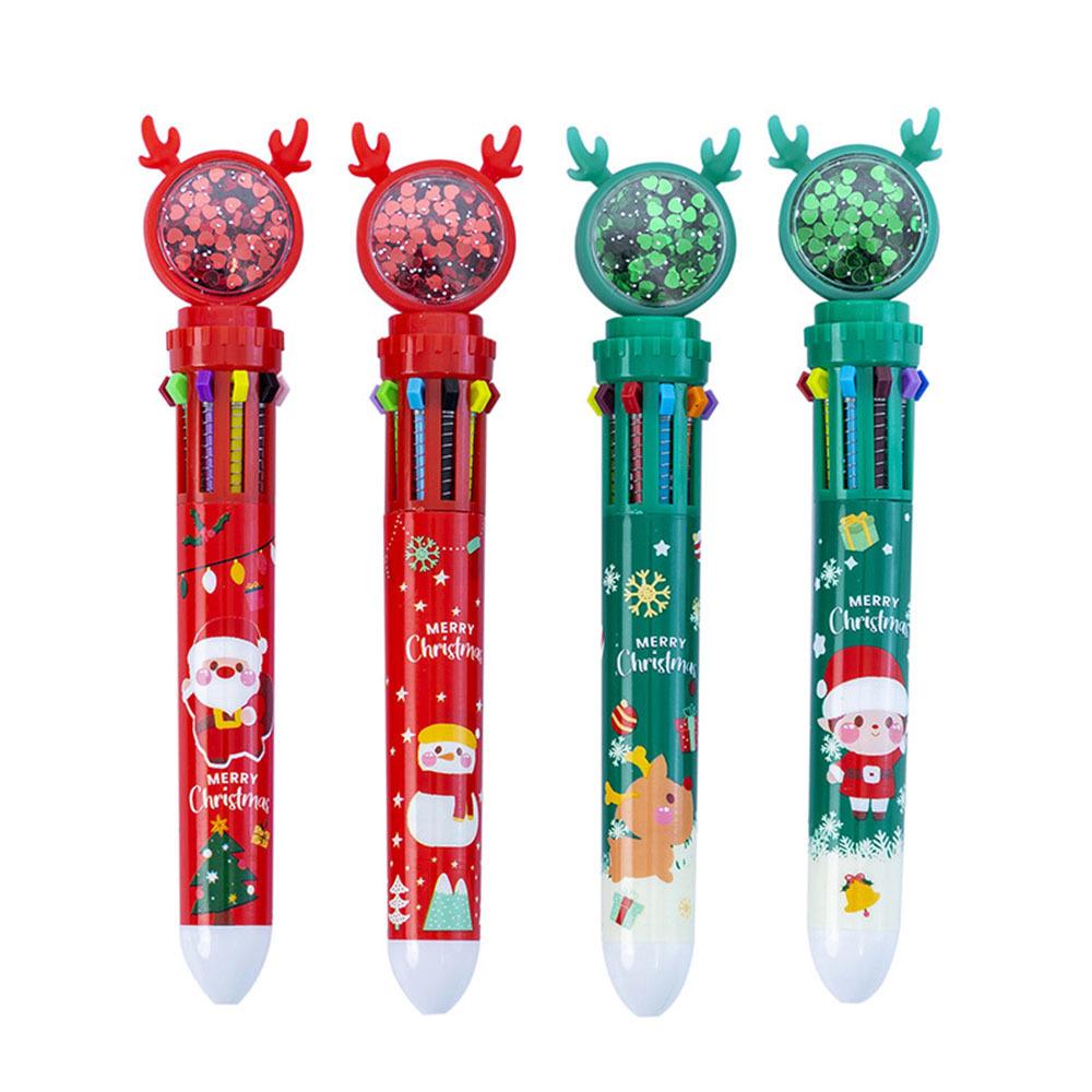 1 Piece Cute Ballpoint Pen Press Cartoon Reindeer Grandfather Multicolor 10 In 1 Colors Stationery School Office Supplies