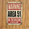 [No Trespassing UFO Decor Sign] [Popular Choice] Area 51 No Trespassing - Vintage UFO Sci-Fi Metal Sign Decor for Home, Bar