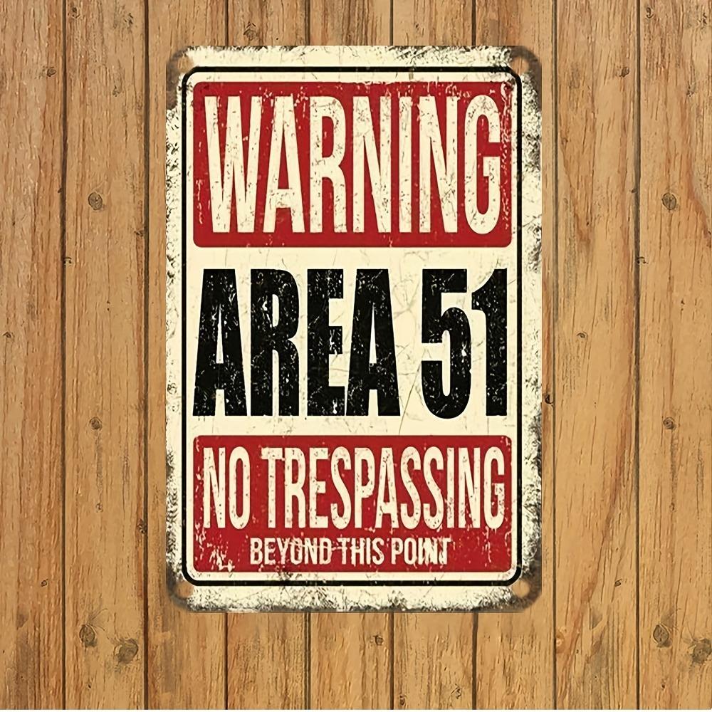[No Trespassing UFO Decor Sign] [Popular Choice] Area 51 No Trespassing - Vintage UFO Sci-Fi Metal Sign Decor for Home, Bar